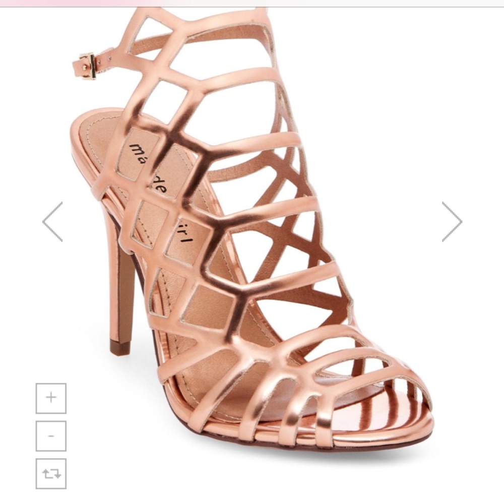 Madden Girl 8.5M Rose Gold Cage Heels 3” Heel